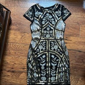 Lulu’s Spread Your Shine Sequin Bodycon Dress Medium Black Gently Worn Once